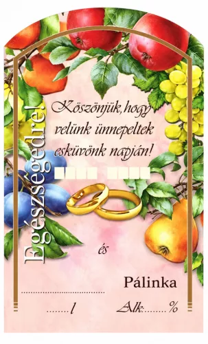 Etikett Brandy 10 Stück (gebogen) Hochzeit (mit Obst)