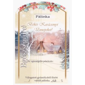   Etichetă brandy 10 buc (curbat) Sărbători liniștite de Crăciun! (Peisaj de noapte, Casă înzăpezită)