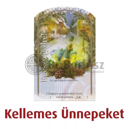 Címke pálinkás 10 db-os (íves) Kellemes Ünnepeket! (Pezsgő)