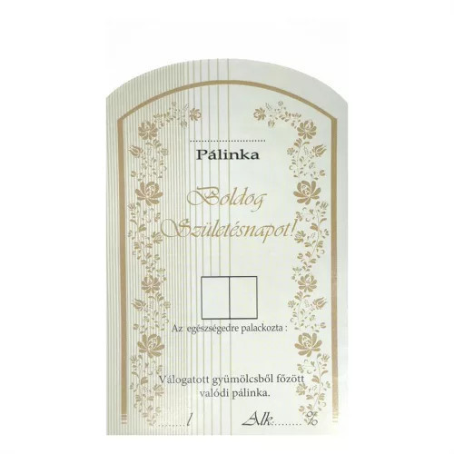 Címke pálinkás 10 db-os (íves) Születésnap