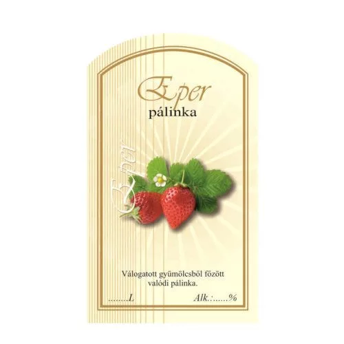 Címke pálinkás 10 db-os (íves) Eper