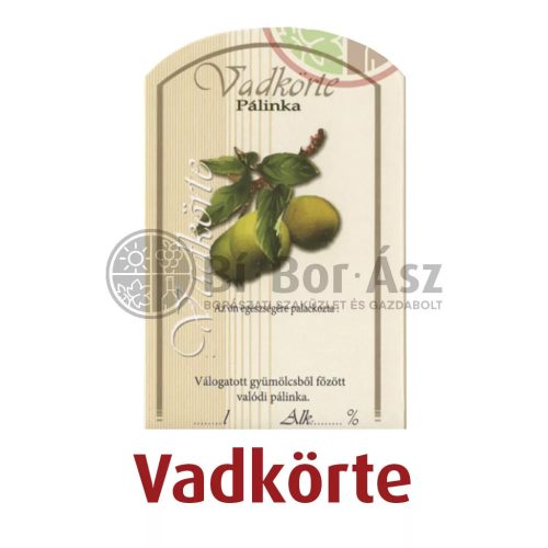 Címke pálinkás 10 db-os (íves) Körte-vad