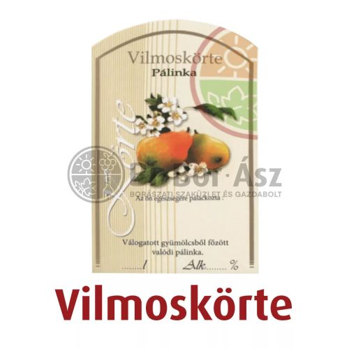 Címke pálinkás 10 db-os (íves) Körte-vilmos