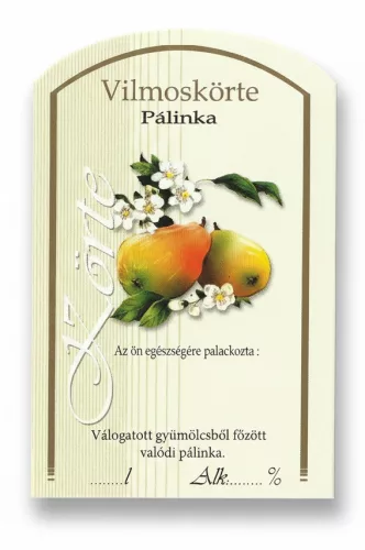 Címke pálinkás 10 db-os (íves) Körte-vilmos