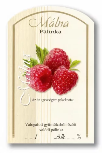 Címke pálinkás 10 db-os (íves) Málna