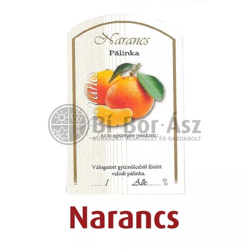 Címke pálinkás 10 db-os (íves) Narancs