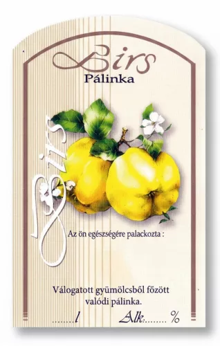 Címke pálinkás 10 db-os (íves) Alma-birs
