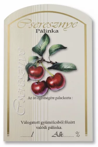 Címke pálinkás 10 db-os (íves) Cseresznye