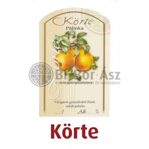Címke pálinkás 10 db-os (íves) Körte
