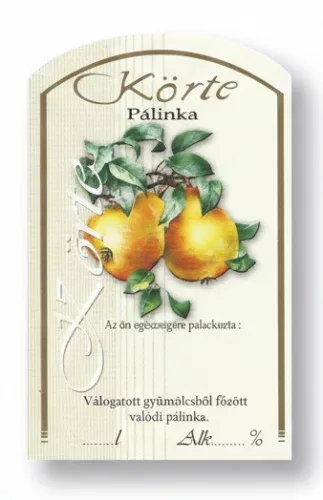 Címke pálinkás 10 db-os (íves) Körte