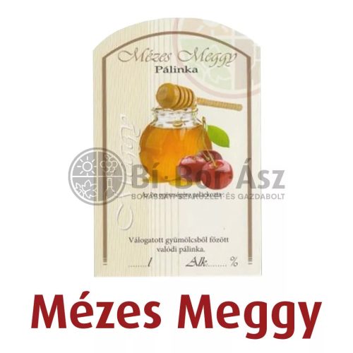 Címke pálinkás 10 db-os (íves) Meggy-mézes