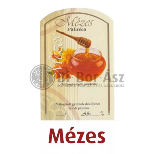 Címke pálinkás 10 db-os (íves) Mézes