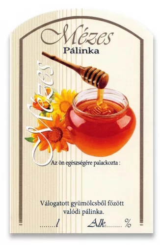 Címke pálinkás 10 db-os (íves) Mézes