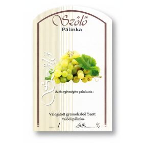 Címke pálinkás 10 db-os (íves) Szőlő-fehér