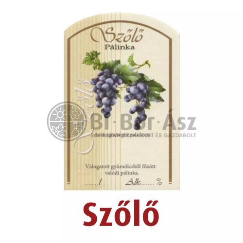 Címke pálinkás 10 db-os (íves) Szőlő-kék
