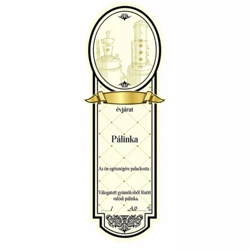 Etichetă brandy 10 buc noi înguste "Pálinkafőzós"
