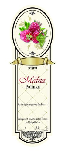 Címke pálinkás 10 db-os new keskeny Málna