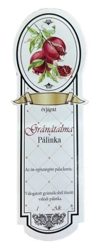 Címke pálinkás 10 db-os new keskeny Alma-gránát