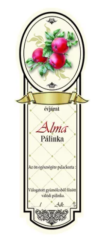 Címke pálinkás 10 db-os new keskeny Alma-piros