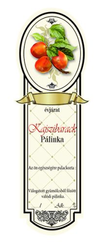 Címke pálinkás 10 db-os new keskeny Barack-kajszi