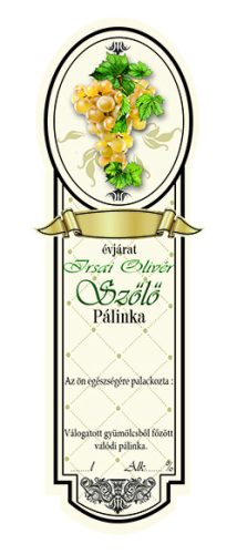 Címke pálinkás 10 db-os new keskeny Irsai Olivér
