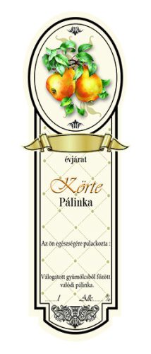 Címke pálinkás 10 db-os new keskeny Körte