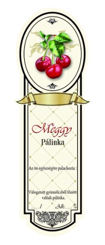 Címke pálinkás 10 db-os new keskeny Meggy