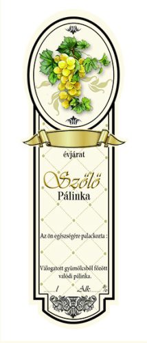 Címke pálinkás 10 db-os new keskeny Szőlő-fehér