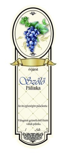 Címke pálinkás 10 db-os new keskeny Szőlő-kék