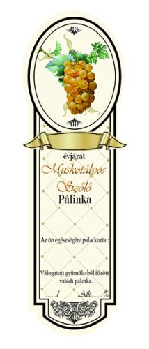 Címke pálinkás 10 db-os new keskeny Szőlő-muskotályos