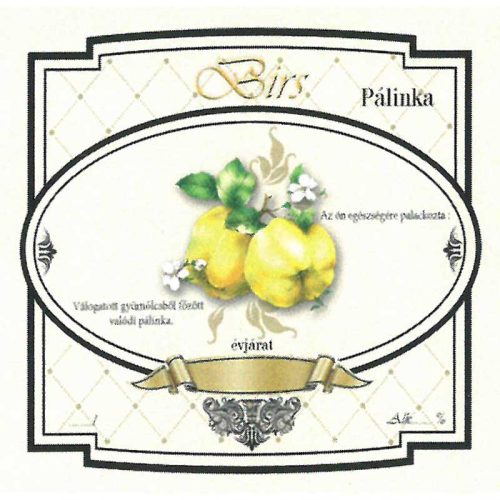 Címke pálinkás 10 db-os new széles Alma-birs