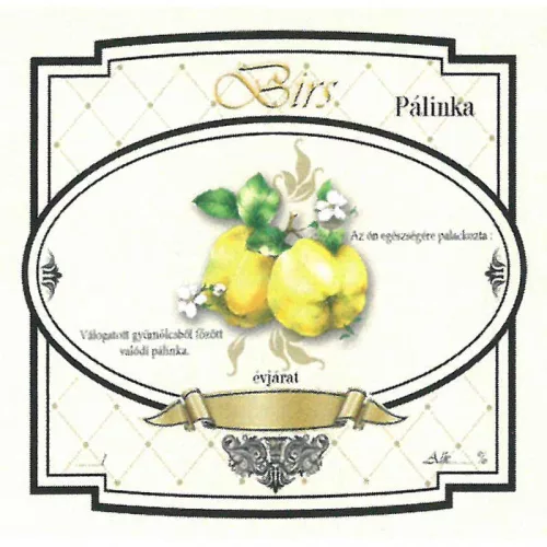 Címke pálinkás 10 db-os new széles Alma-birs