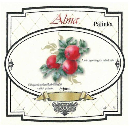 Címke pálinkás 10 db-os new széles Alma-piros