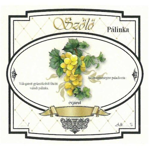 Címke pálinkás 10 db-os new széles Szőlő-fehér