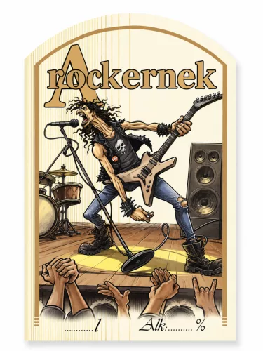 Etikett mit Schnaps für 10 (gebogene) Rocker