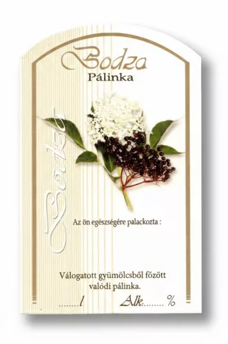 Címke pálinkás 10 db-os (íves) Bodza