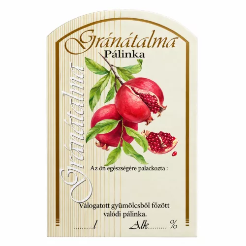 Etikett Brandy 10 Stück (gebogen) Granatapfel
