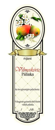 Címke pálinkás 10 db-os new keskeny Vilmoskörte
