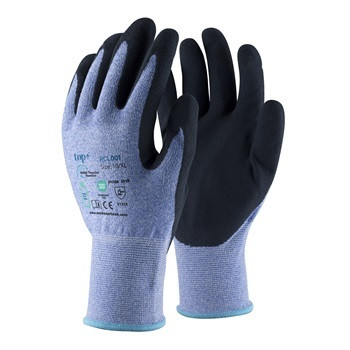 Kesztyű habosított érdesített latex mártás kék/fekete TOP RCL001-9-es méret