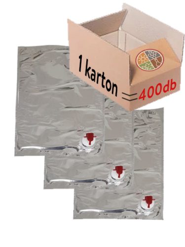 1 kartontól (400 db) - BAG IN BOX zacskó metalizált 5literes  /meleg töltésű/ -  80C°-ig - /MEL/VTP/H Smurfit
