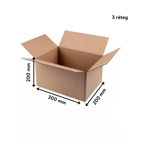 Kartondoboz 300x200x200 mm – 3 rétegű extra erős szállítási doboz