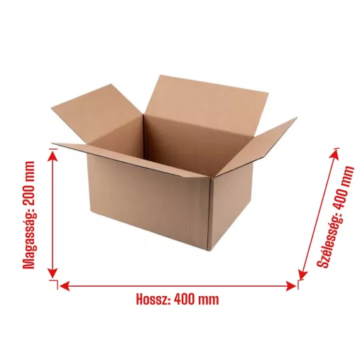 Kartondoboz 400x400x200 mm – 3 rétegű extra erős szállítási doboz