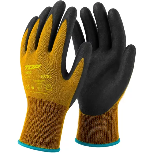 Mănuși din nailon organic + spandex, acoperite cu latex, mărimea XL (TOP Thbio)