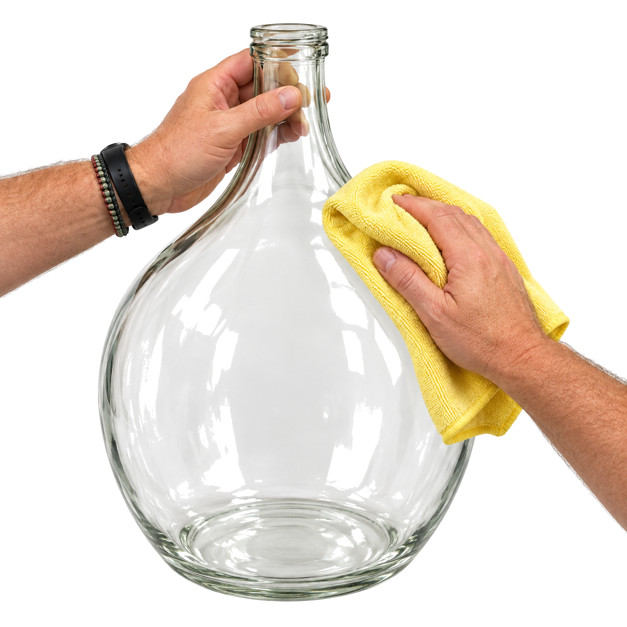 Az üvegballon külsejének áttörlése